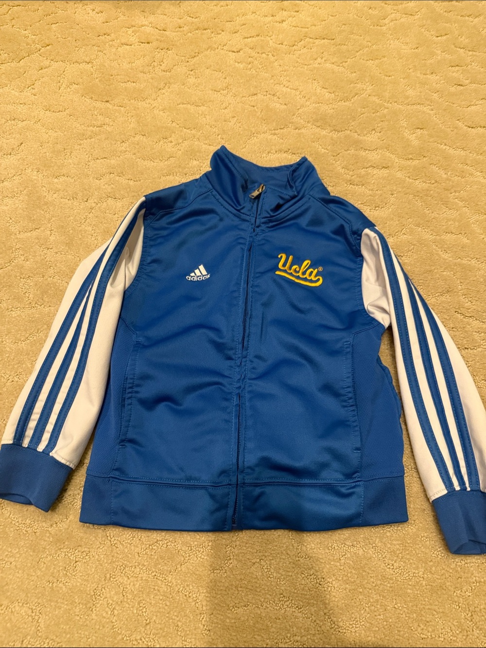 adidas Kids Blue UCLA Track Jacket with White Sleeve Stripes